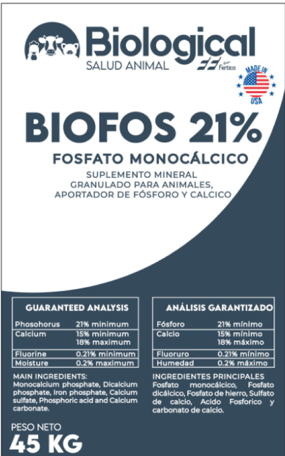 Suplemento Biofos Americano 45 Kg (Fosfato de Calcio)